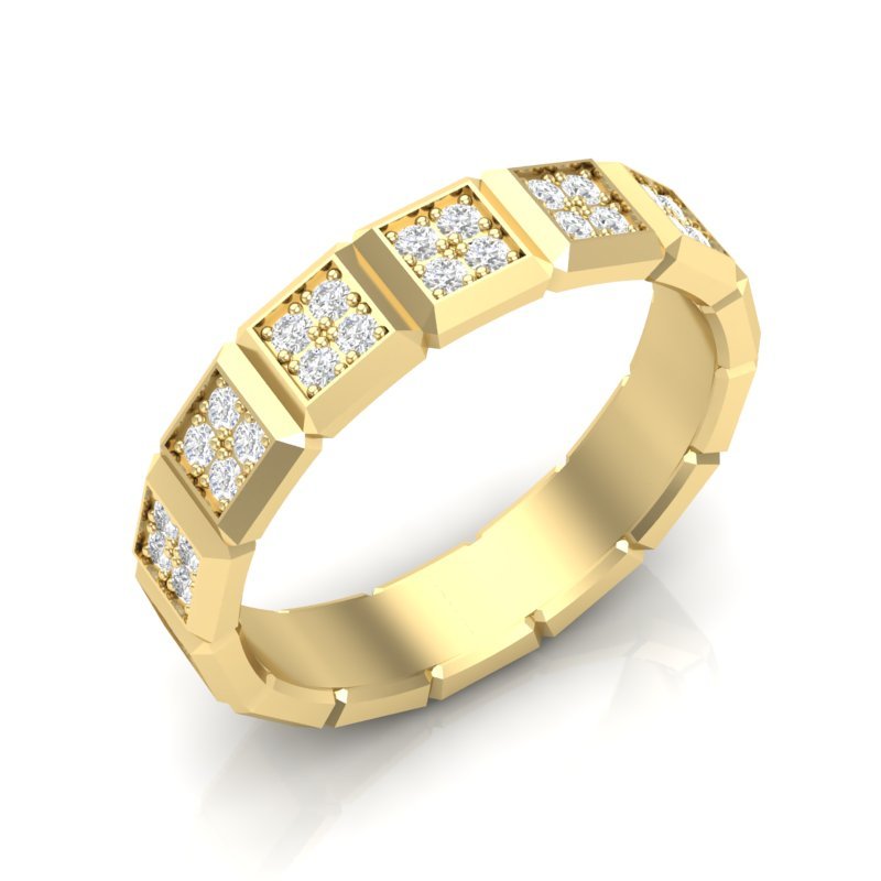 14k Gold Cube Diamond Band Ring Ring ABB-108-D  - Abtin & Co.