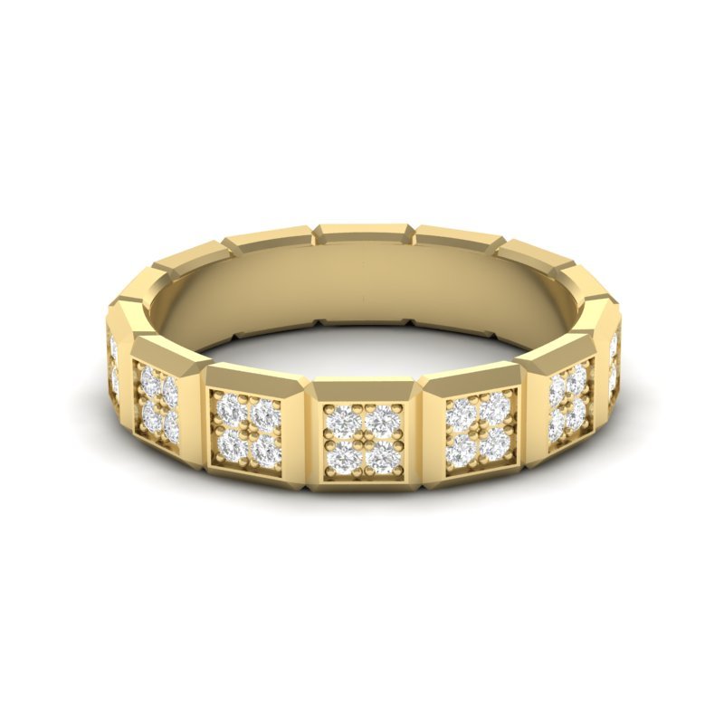 14k Gold Cube Diamond Band Ring Ring ABB-108-D  - Abtin & Co.