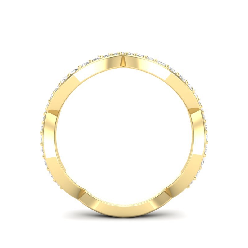 14k Gold Curved Diamond Stackable Ring Wedding Band Ring ABB-191-D  - Abtin & Co.