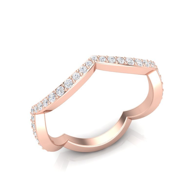 14k Gold Curved Diamond Stackable Ring Wedding Band Ring ABB-191-D  - Abtin & Co.