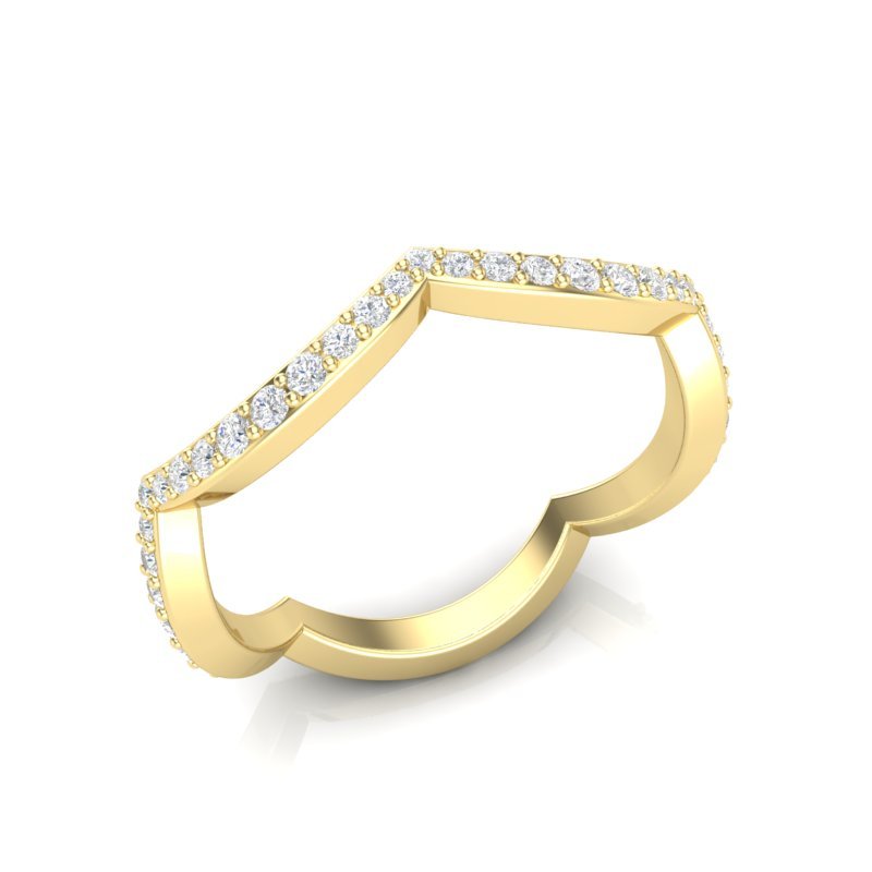 14k Gold Curved Diamond Stackable Ring Wedding Band Ring ABB-191-D  - Abtin & Co.