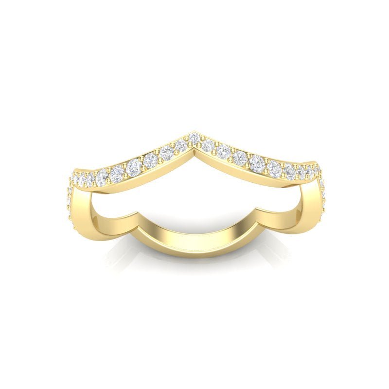 14k Gold Curved Diamond Stackable Ring Wedding Band Ring ABB-191-D  - Abtin & Co.