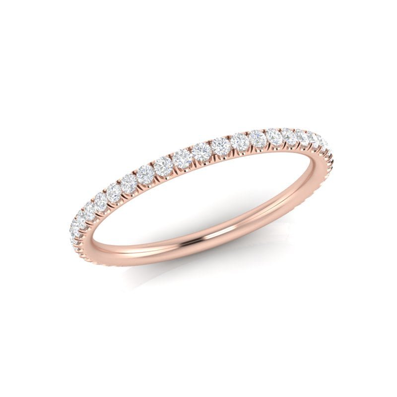 14k Gold Delicate Diamond Stackable Ring Wedding Band Ring ABB-211.2-D  - Abtin & Co.