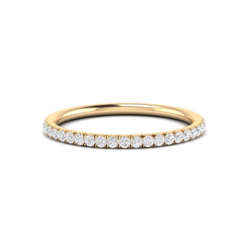 14k Gold Delicate Diamond Stackable Ring Wedding Band Ring ABB-211.2-D  - Abtin & Co.