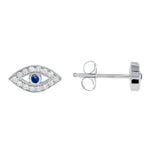 14k Gold Diamond and Blue Sapphire Evil Eye Earring Earring ABE-117-BSD  - Abtin & Co.