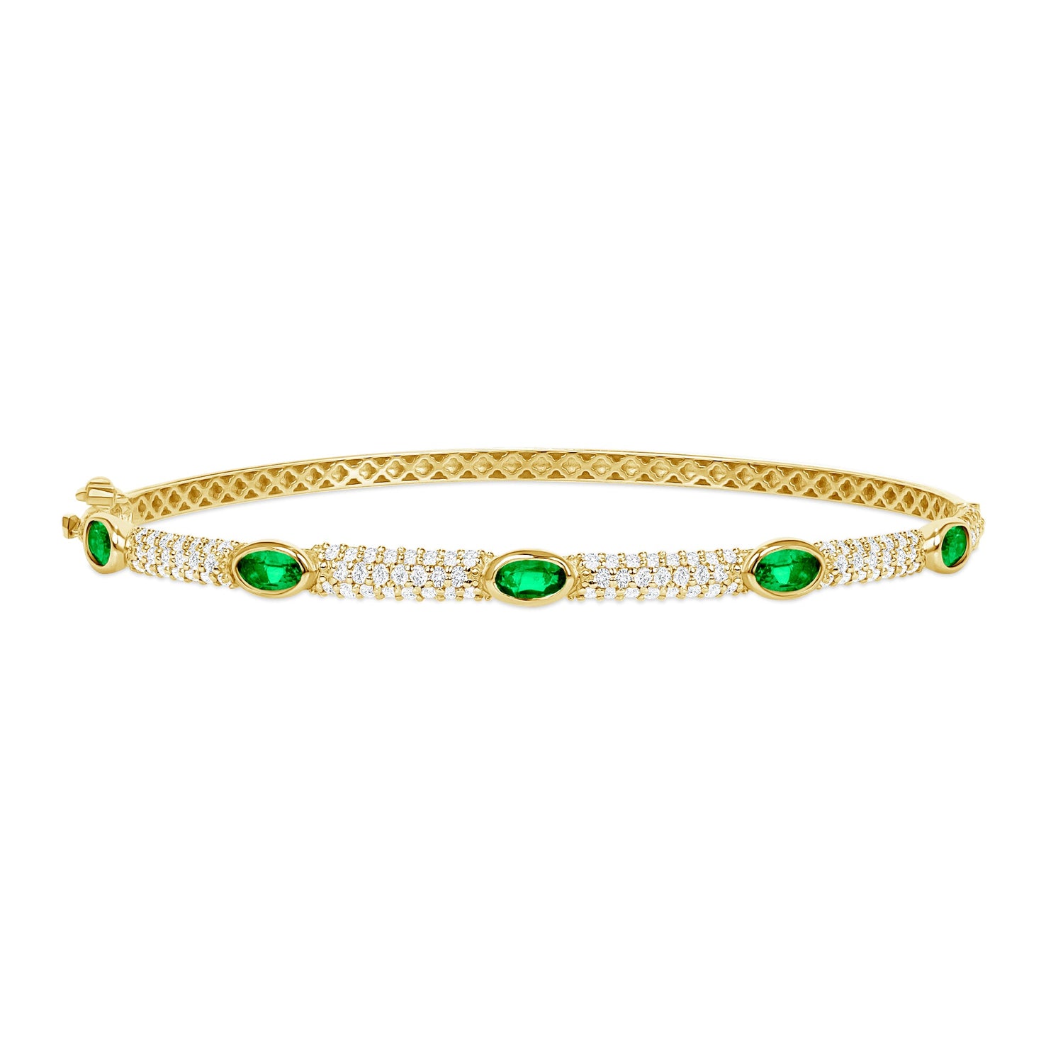 14K Gold Diamond and Emerald Bangle Bangle ABA-18Y-EMD  - Abtin & Co.