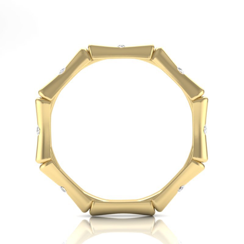 14k Gold Diamond Bamboo Ring Wedding Band Ring ABB-180-D  - Abtin & Co.