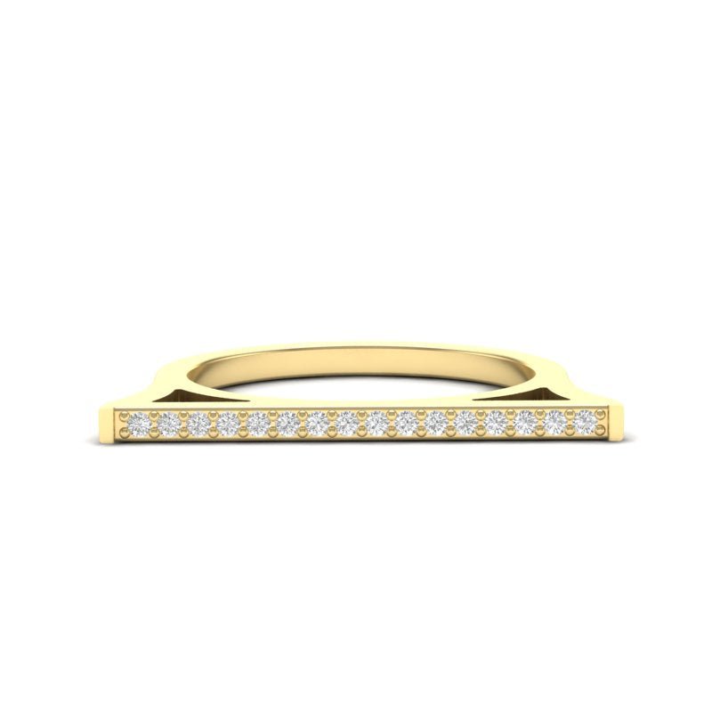 14k Gold Diamond Bar Ring Band Ring ABB-153-D  - Abtin & Co.