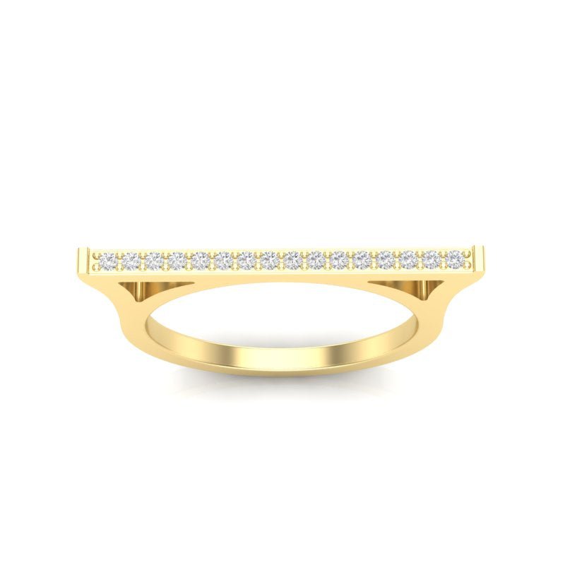 14k Gold Diamond Bar Ring Band Ring ABB-153-D  - Abtin & Co.