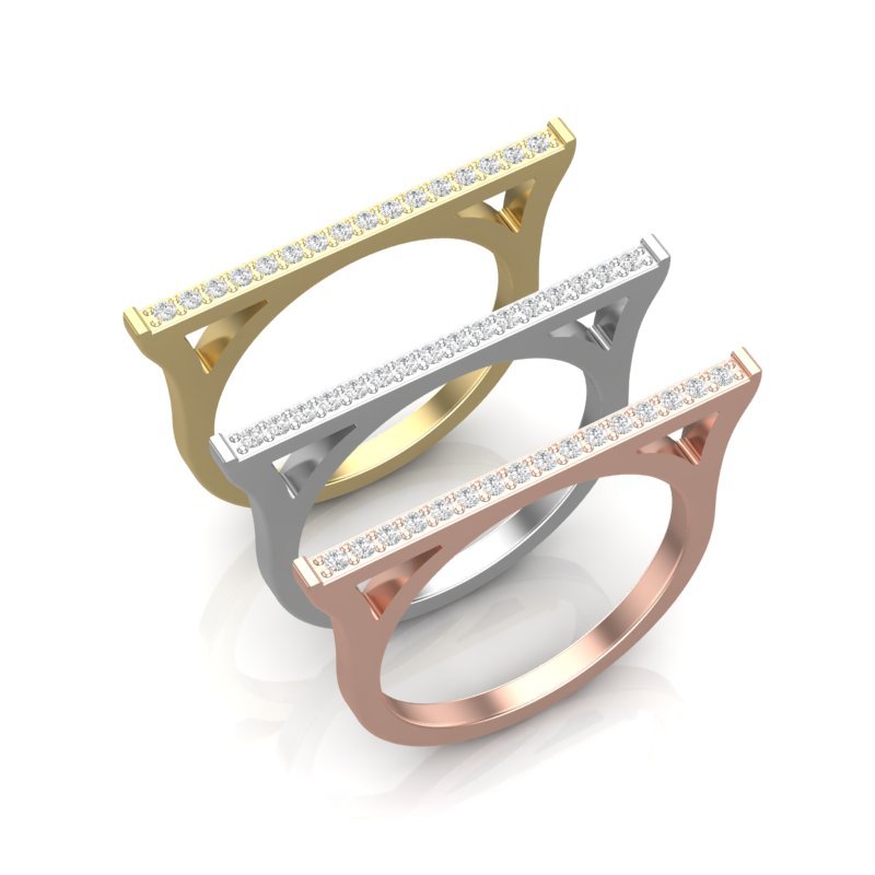 14k Gold Diamond Bar Ring Band Ring ABB-153-D  - Abtin & Co.