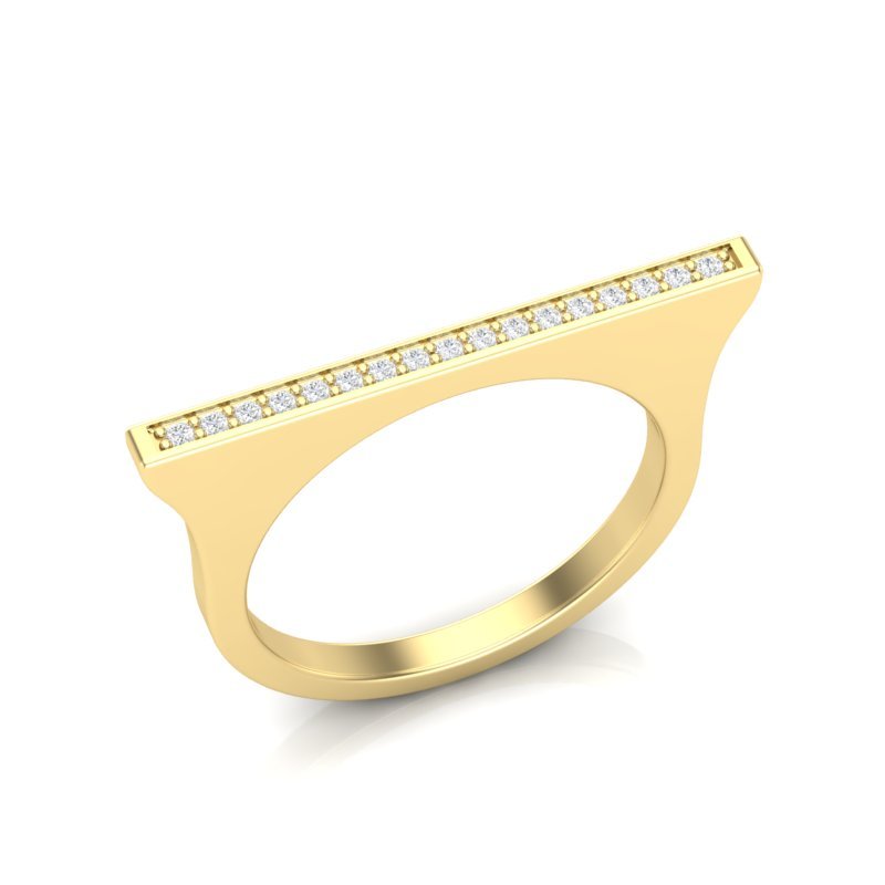 14k Gold Diamond Bar Ring Stacking Band Ring   - Abtin & Co.