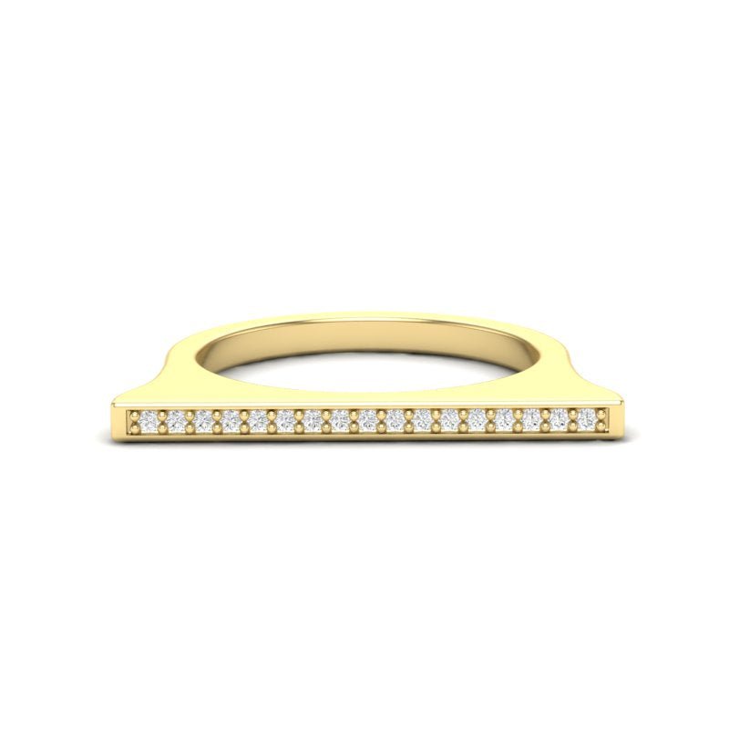 14k Gold Diamond Bar Ring Stacking Band Ring   - Abtin & Co.