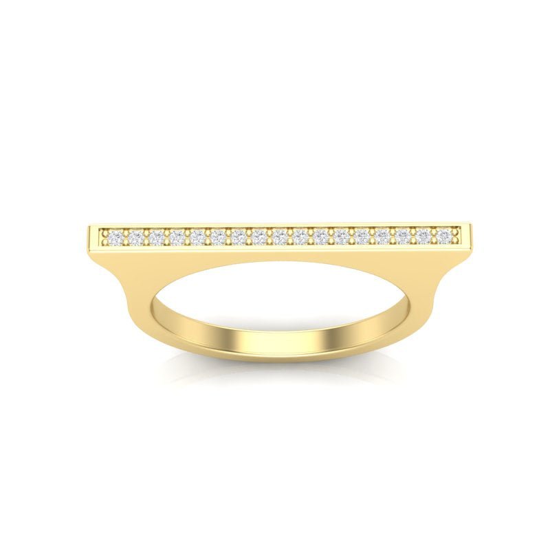 14k Gold Diamond Bar Ring Stacking Band Ring   - Abtin & Co.
