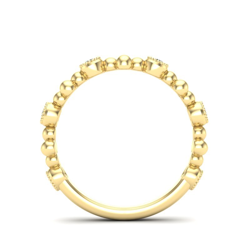 14k Gold Diamond Beaded Milgrain Bezel Stackable Ring Wedding Band Ring ABB-196-D  - Abtin & Co.