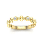14k Gold Diamond Beaded Milgrain Bezel Stackable Ring Wedding Band Ring ABB-196-D  - Abtin & Co.