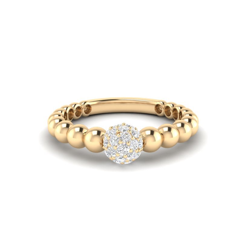 14k Gold Diamond Beaded Stackable Ring Wedding Band Ring ABB-209.1-D  - Abtin & Co.