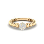 14k Gold Diamond Beaded Stackable Ring Wedding Band Ring ABB-209.1-D  - Abtin & Co.
