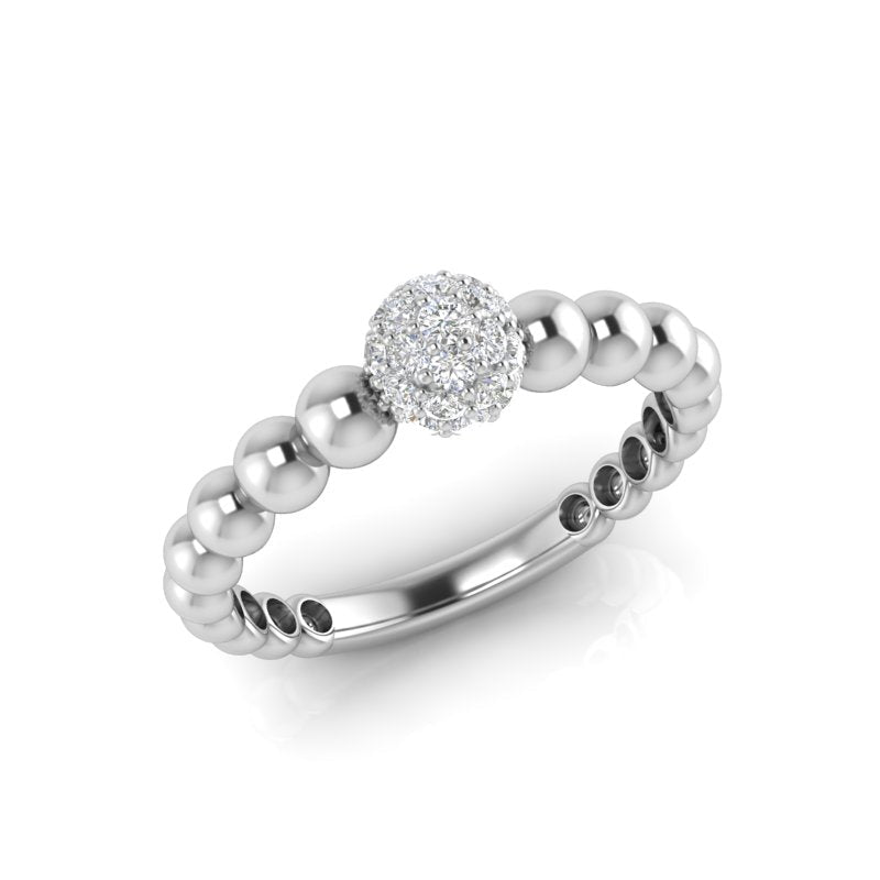 14k Gold Diamond Beaded Stackable Ring Wedding Band Ring ABB-209.1-D  - Abtin & Co.