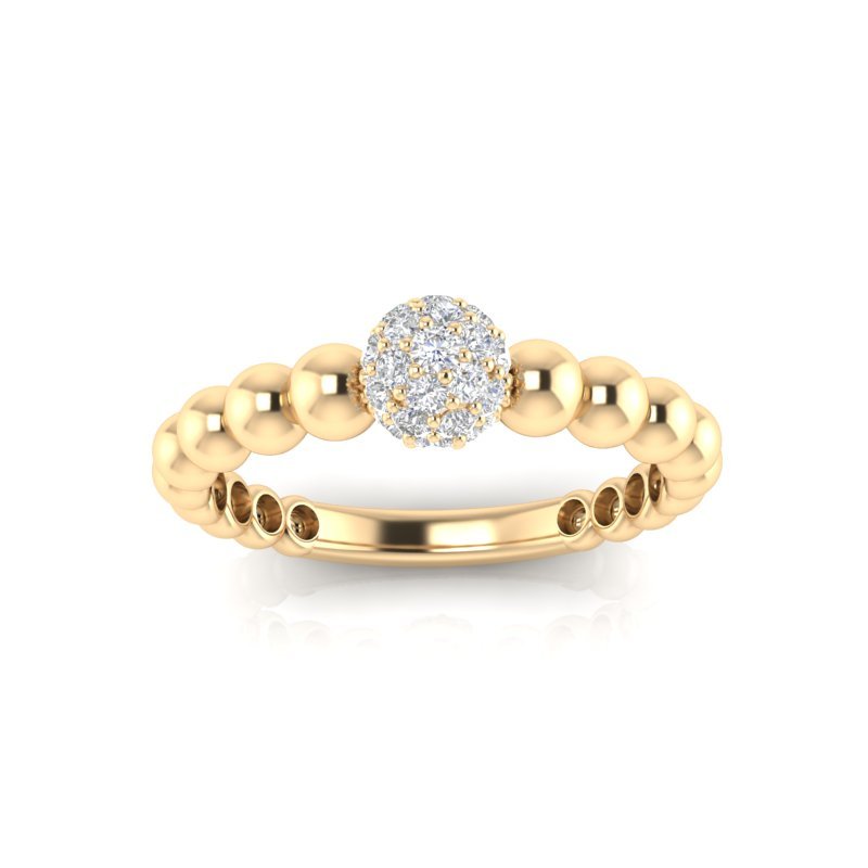 14k Gold Diamond Beaded Stackable Ring Wedding Band Ring ABB-209.1-D  - Abtin & Co.