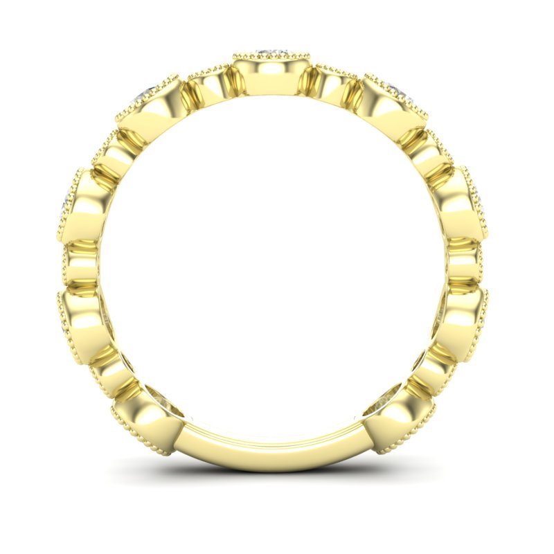 14k Gold Diamond Bezel-set Stackable Wedding Band Ring ABB-104.2-D GGDB-104.2-D - Abtin & Co.