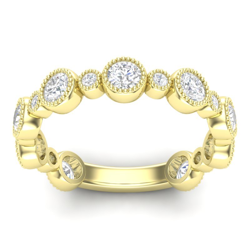 14k Gold Diamond Bezel-set Stackable Wedding Band Ring ABB-104.2-D GGDB-104.2-D - Abtin & Co.