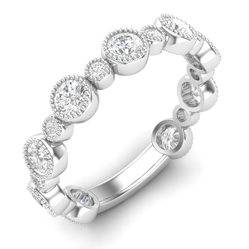 14k Gold Diamond Bezel-set Stackable Wedding Band Ring ABB-104.2-D  - Abtin & Co.