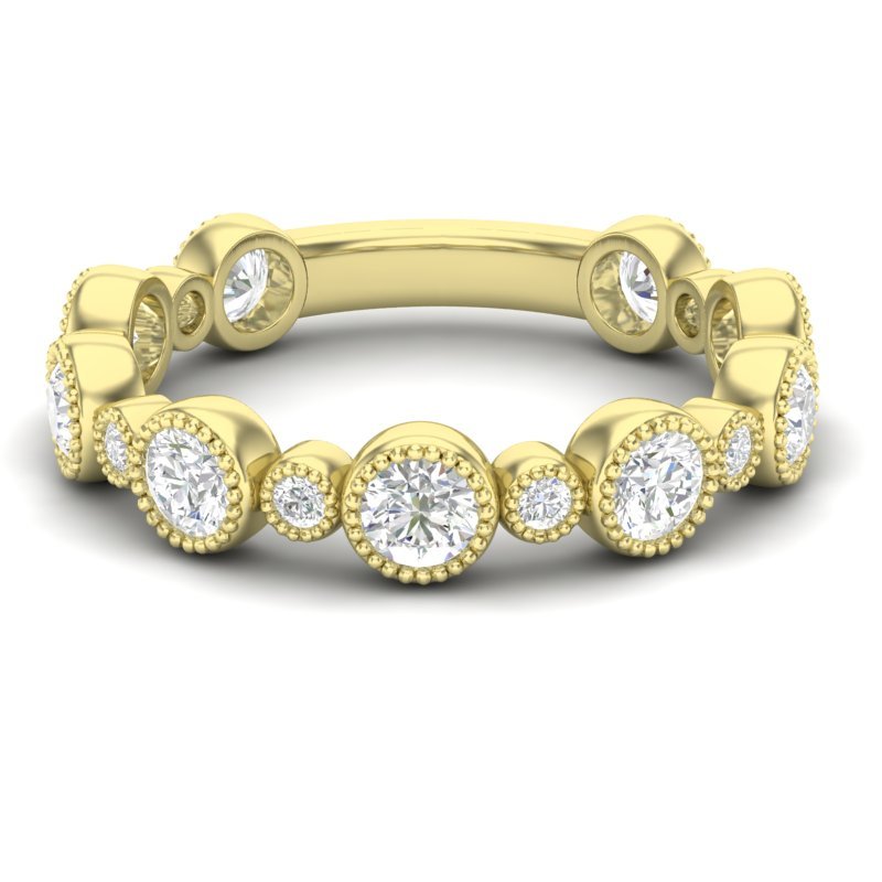 14k Gold Diamond Bezel-set Stackable Wedding Band Ring ABB-104.2-D GGDB-104.2-D - Abtin & Co.