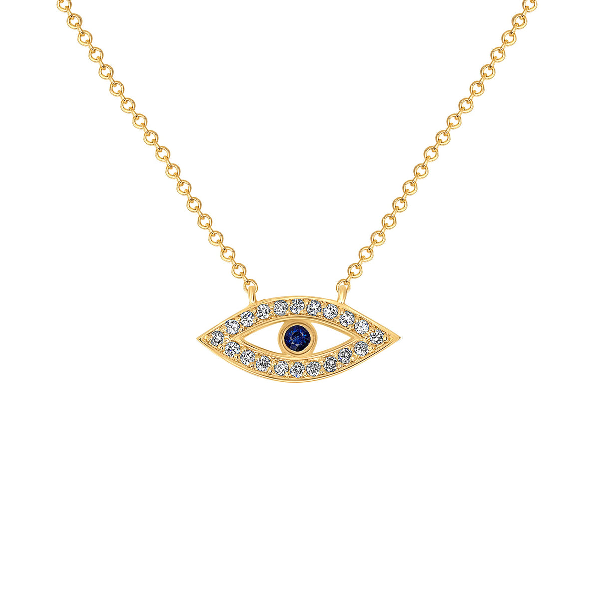 14K Gold Diamond & Blue Sapphire Evil Eye Pendant Pendant ABP-109-BSDD  - Abtin & Co.