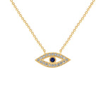 14K Gold Diamond & Blue Sapphire Evil Eye Pendant Pendant ABP-109-BSDD  - Abtin & Co.
