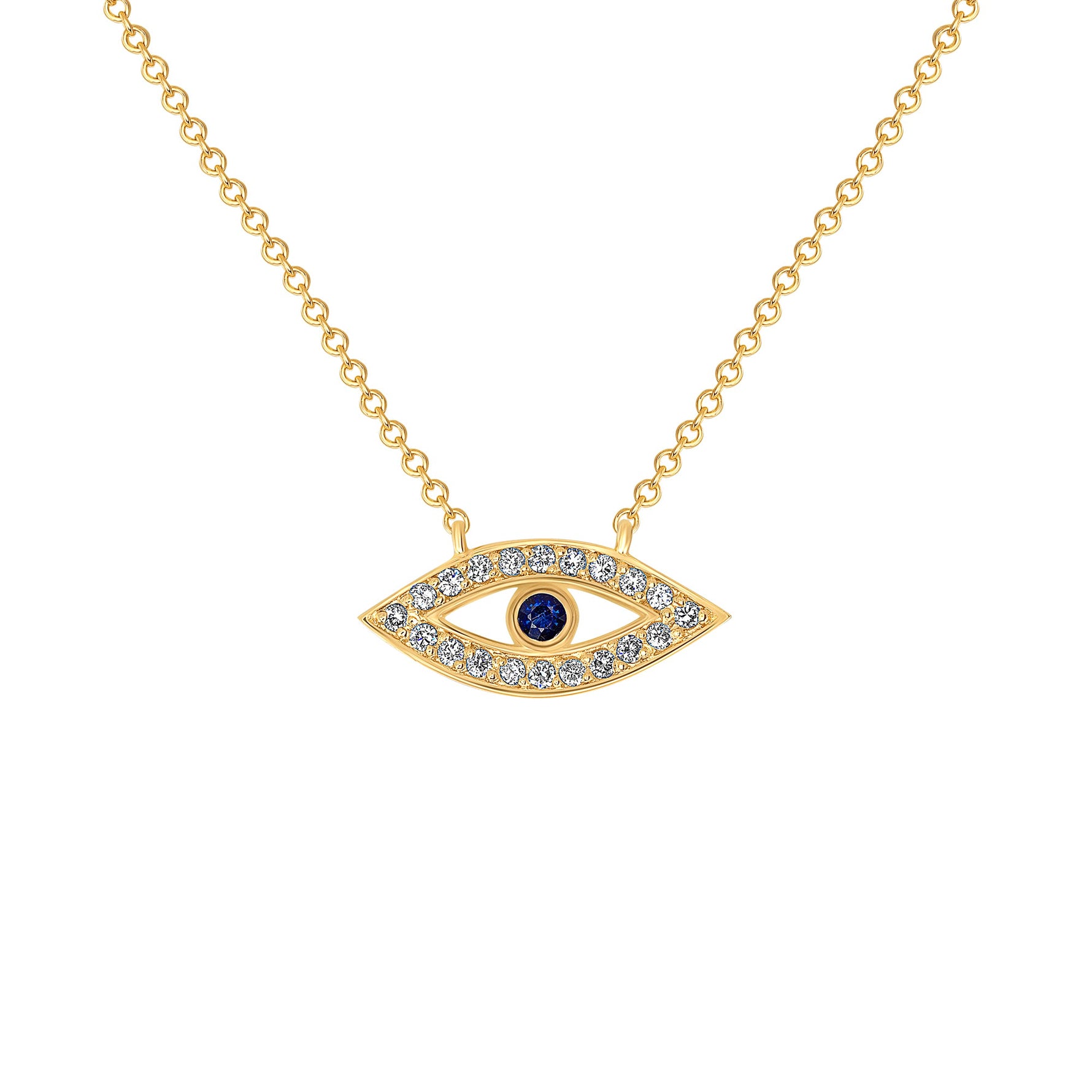 14K Gold Diamond & Blue Sapphire Evil Eye Pendant Pendant ABP-109-BSDD  - Abtin & Co.