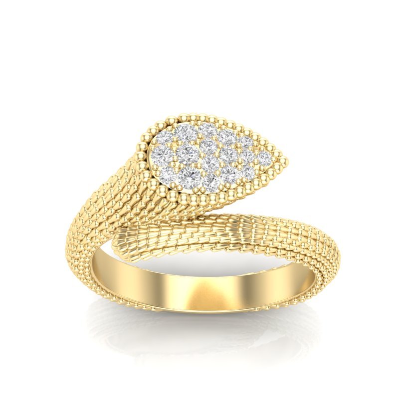 14k Gold Diamond Boheme Tear-drop Ring Ring ABB-223-D  - Abtin & Co.