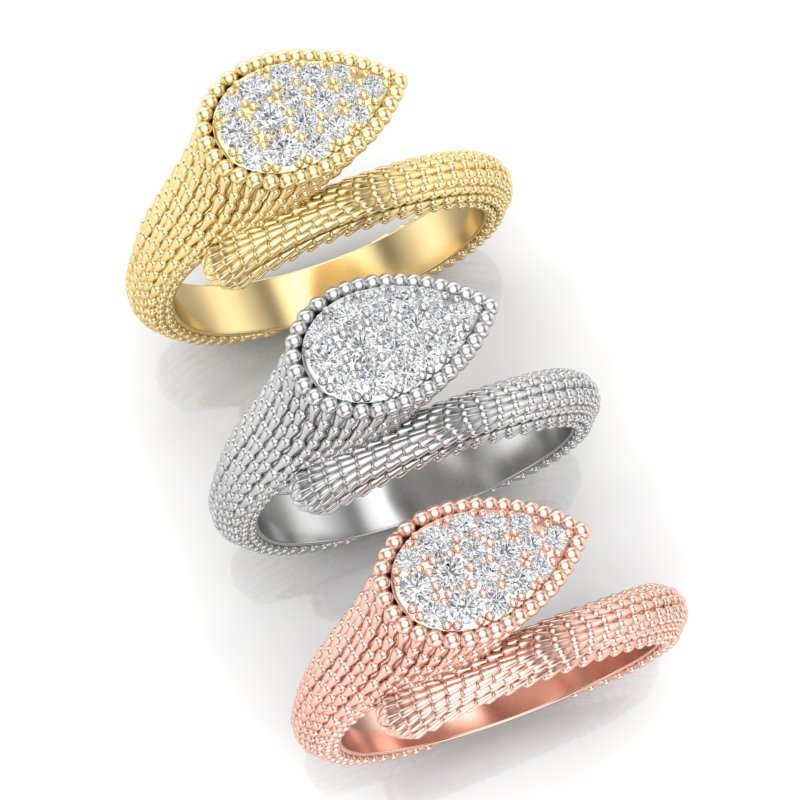 14k Gold Diamond Boheme Tear-drop Ring Ring ABB-223-D  - Abtin & Co.