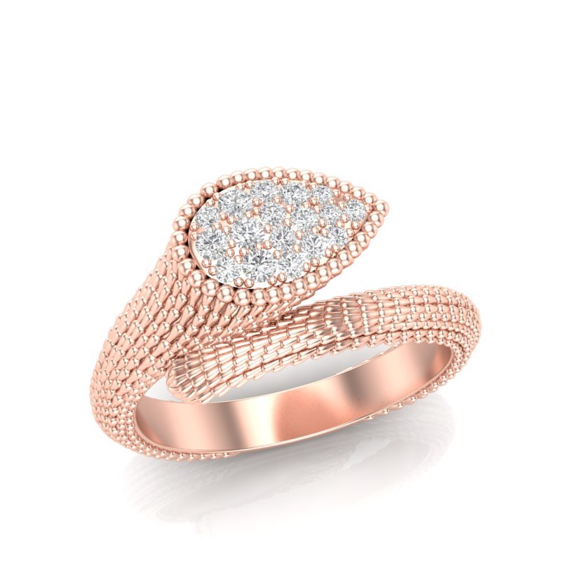 14k Gold Diamond Boheme Tear-drop Ring Ring ABB-223-D  - Abtin & Co.
