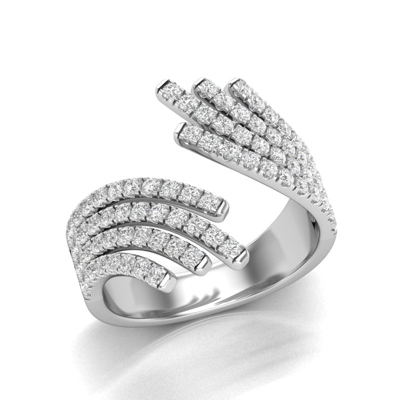 14K Gold Diamond Bypass Fashion Ring Ring ABB-282-D  - Abtin & Co.