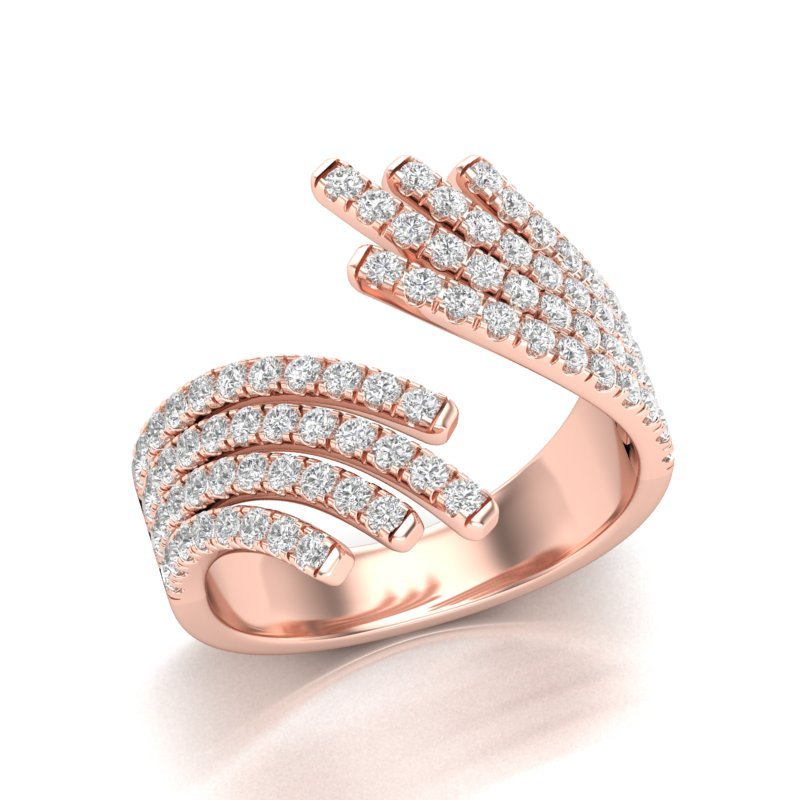 14K Gold Diamond Bypass Fashion Ring Ring ABB-282-D  - Abtin & Co.