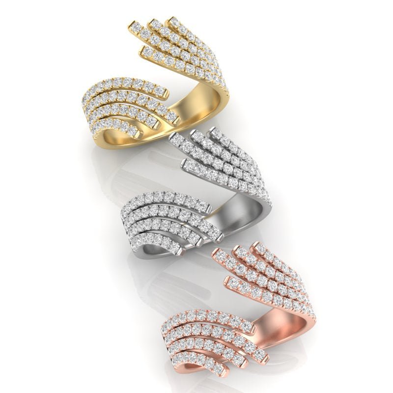14K Gold Diamond Bypass Fashion Ring Ring ABB-282-D  - Abtin & Co.