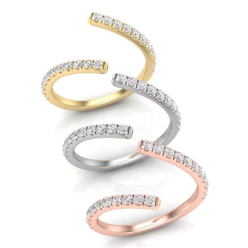 14K Gold Diamond Bypass Stackable Fashion Ring Ring ABB-272-D  - Abtin & Co.