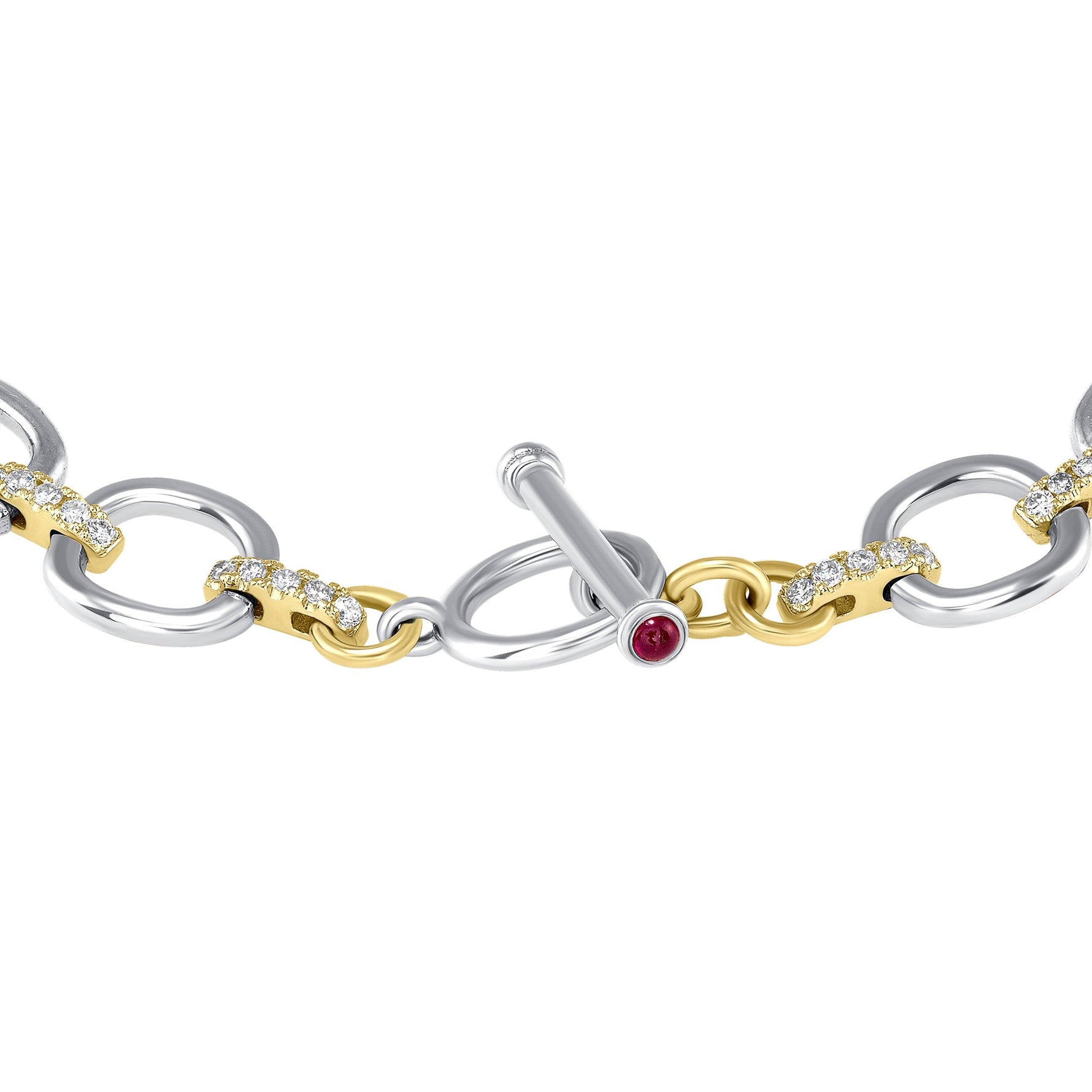14K Gold Diamond Chain-Link Bracelet Two-Tone Bracelet Bracelet ABBR-100.1C1-D  - Abtin & Co.