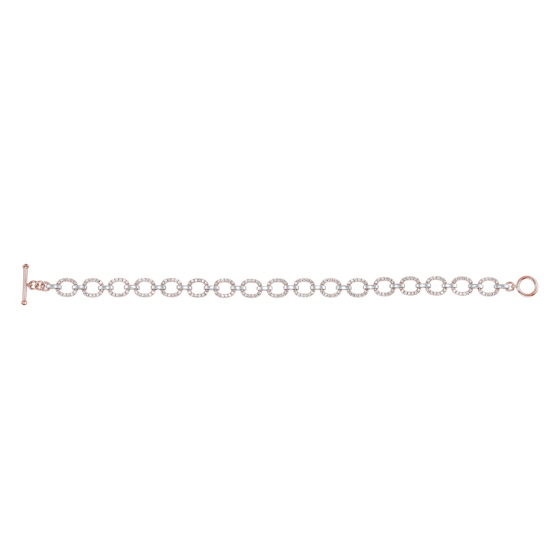 14K Gold Diamond Chain-link Bracelet Two Tone Bracelet Bracelet ABBR-100.2C6-D  - Abtin & Co.