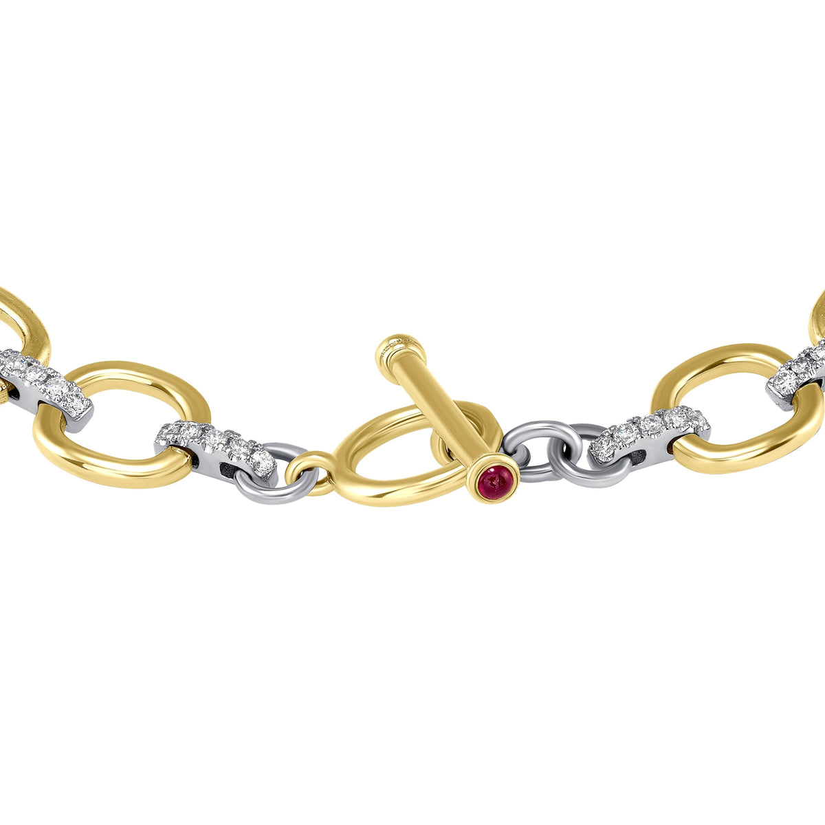14K Gold Diamond Chain-Link Bracelet Two-Tone Bracelet Bracelet ABBR-100.1C3-D  - Abtin & Co.