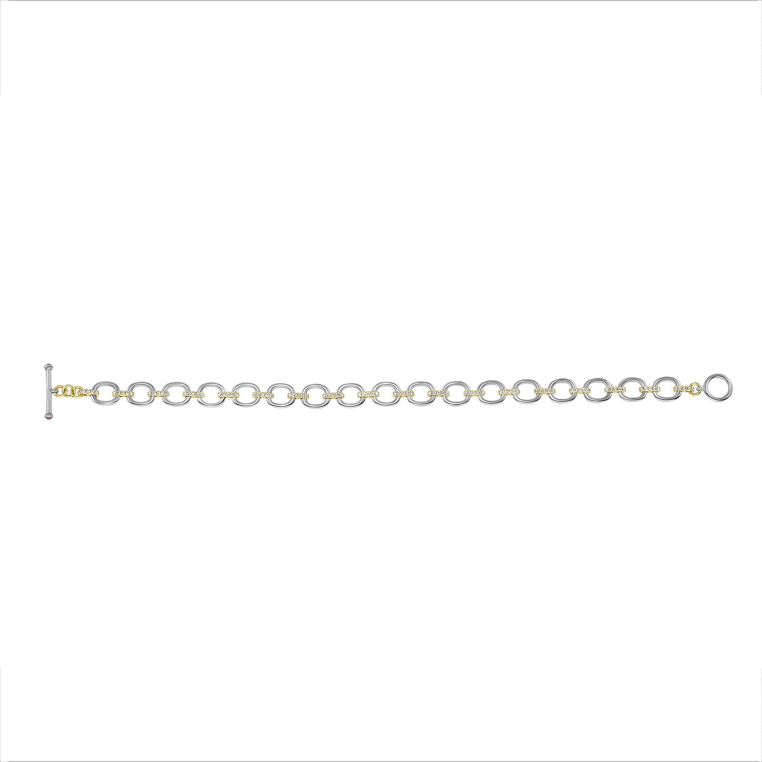 14K Gold Diamond Chain-Link Bracelet Two-Tone Bracelet Bracelet ABBR-100.1C1-D  - Abtin & Co.