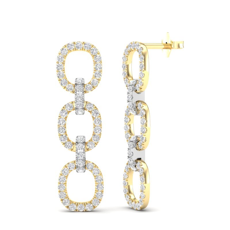 14k Gold Diamond Chain-Link Drop Earrings Earring ABE-102.3C3-D  - Abtin & Co.