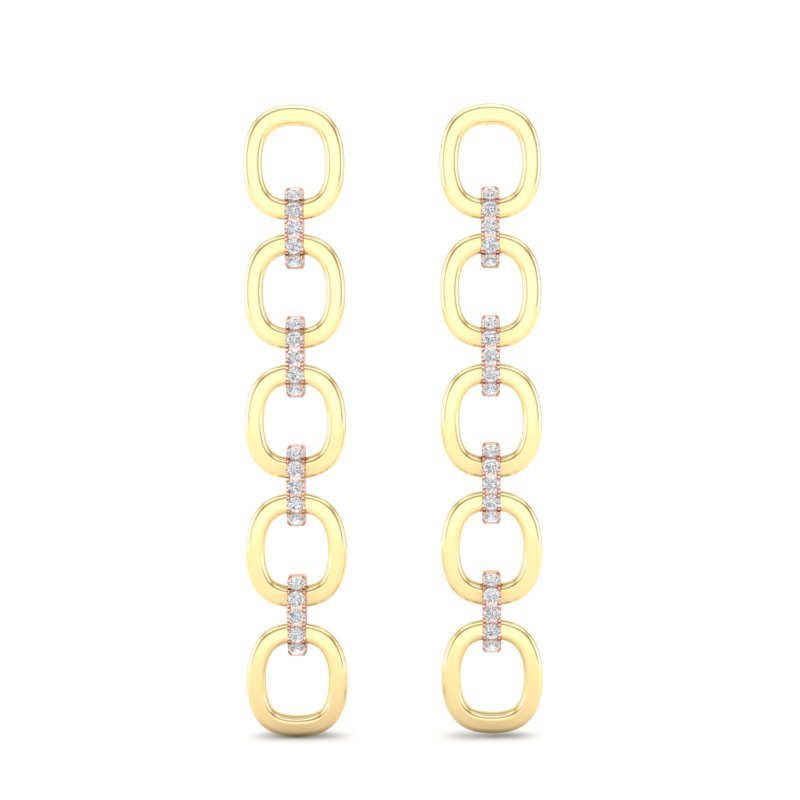 14k Gold Diamond Chain-Link Drop Earrings Earring ABE-103.1C4-D  - Abtin & Co.