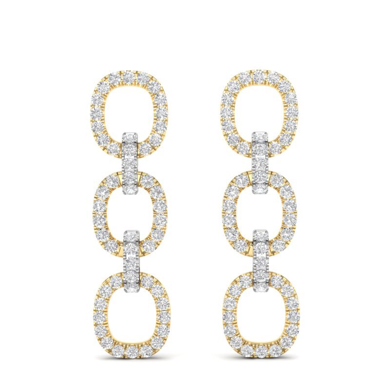 14k Gold Diamond Chain-Link Drop Earrings Earring ABE-102.3C3-D  - Abtin & Co.