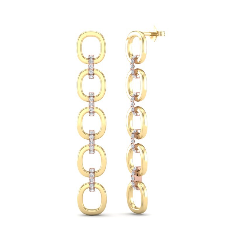 14k Gold Diamond Chain-Link Drop Earrings Earring ABE-103.1C4-D  - Abtin & Co.