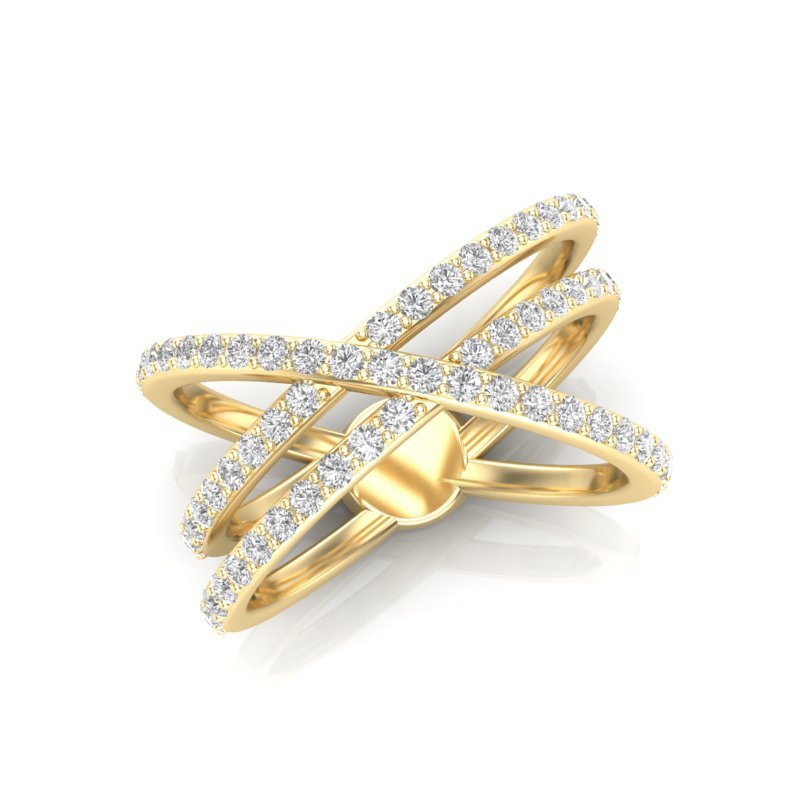 14K Gold Diamond Criss-Cross Ring Ring ABB-286-D  - Abtin & Co.