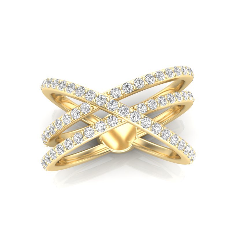 14K Gold Diamond Criss-Cross Ring Ring ABB-286-D  - Abtin & Co.