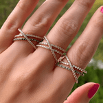 14K Gold Diamond Criss-Cross Ring Ring ABB-286-D  - Abtin & Co.