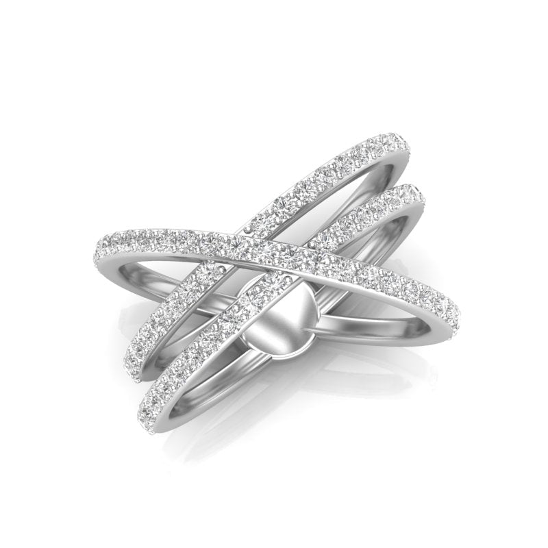 14K Gold Diamond Criss-Cross Ring Ring ABB-286-D  - Abtin & Co.