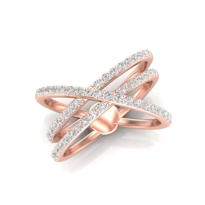 14K Gold Diamond Criss-Cross Ring Ring ABB-286-D  - Abtin & Co.